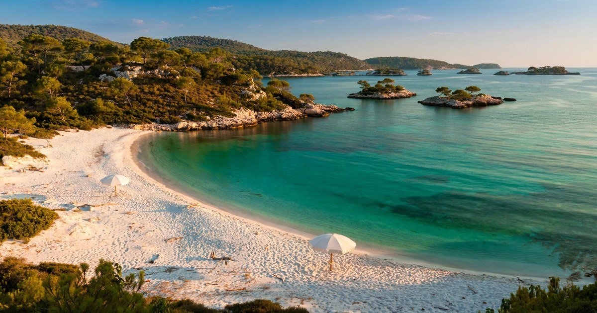 Turquoise beaches and tiny islets of the Albanian Riviera near Ksamil